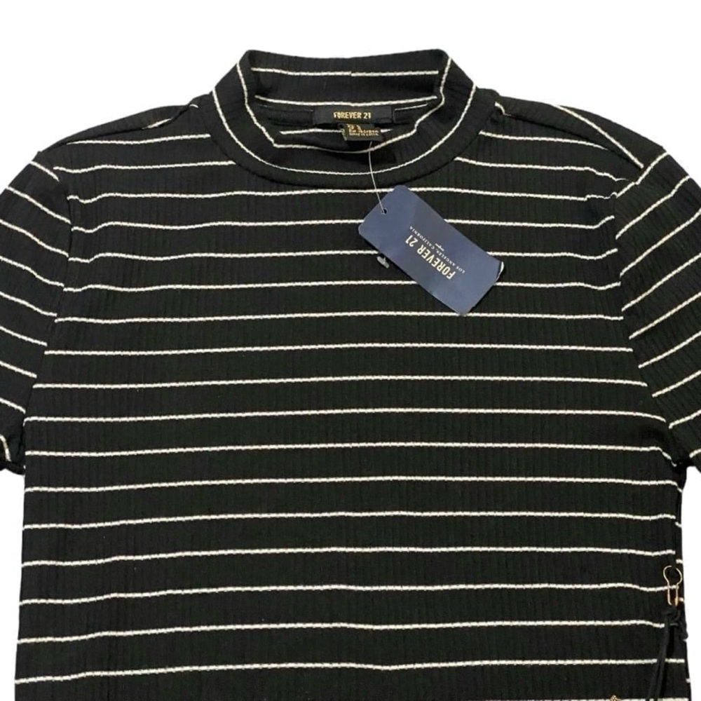 Forever 21 Striped Knit Dress S Black Long Sleeve Preppy Twee Academia - Picture 2 of 7